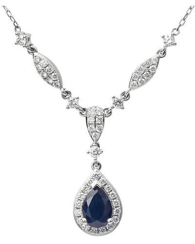 Stroili Collana Elizabeth Crown Oro Bianco Zaffiro Diamante - Blu