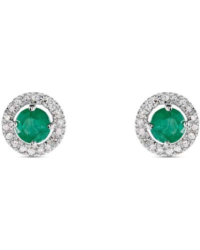 Stroili Orecchini Lobo Punto Luce Charlotte Oro Bianco Smeraldo Diamante - Verde