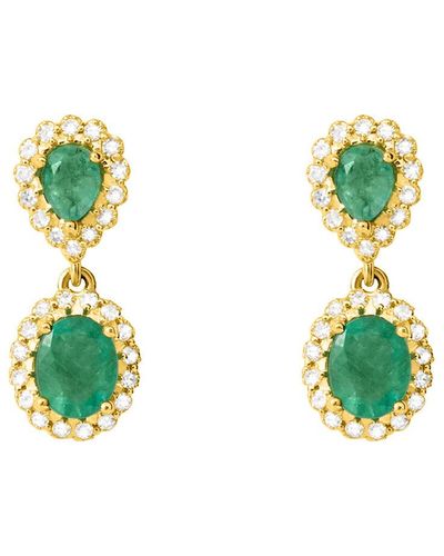 Stroili Orecchini Pendenti Charlotte Oro Bianco Smeraldo Diamante Diamante - Verde