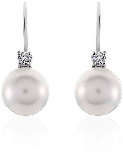 Stroili Orecchini Pendenti Silver Pearls Argento Rodiato Perla sintentica Cubic Zirconia - Bianco