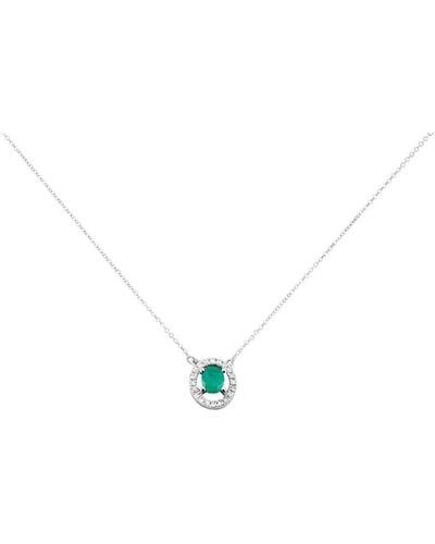 Stroili Collana Punto Luce Elizabeth Crown Oro Bianco Smeraldo Diamante - Metallizzato