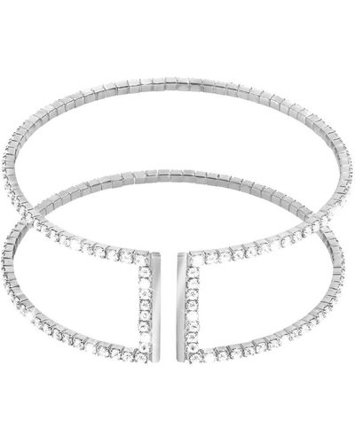 Stroili Bracciale bangle big in metallo rodiato e cristalli - Bianco