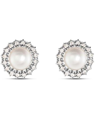 Stroili Orecchini Lobo Gold Pearls Oro Bianco Perla D'Acqua Dolce Diamante - Metallizzato