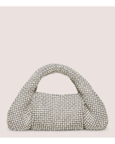Stuart Weitzman The Moda Crystal Pearl Mini Tote Handbags - Gray