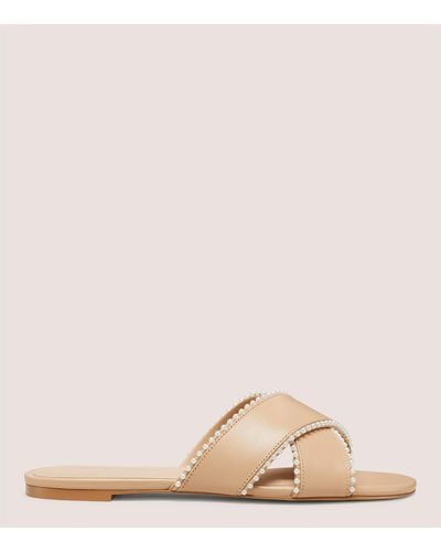 Stuart Weitzman Roza Pearl Slide The Sw Outlet - Natural