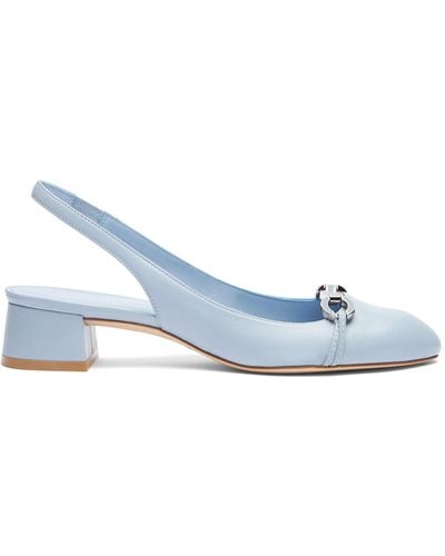 Stuart Weitzman Vivienne Sw Signature Slingback, Zapatos De Salón Y Slingback, , Napa Lacada - Azul