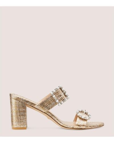 Stuart Weitzman Pearl Geo Buckle 75 Slide The Sw Outlet - Natural