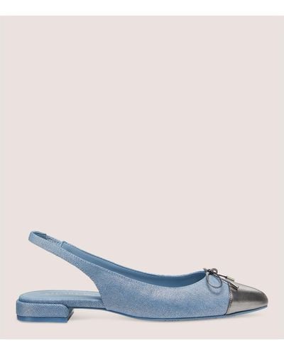 Stuart Weitzman Sleek Bow Slingback Flats & Loafers - Blue