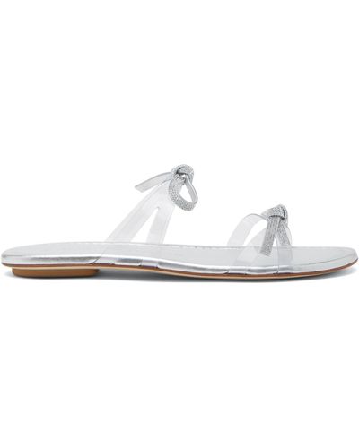 Stuart Weitzman , Sw Bow Slide, Flats And Loafers, - White