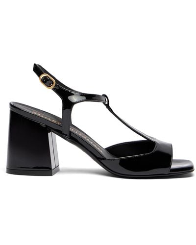 Stuart Weitzman , Flareblock T-strap Sandal, Sandals, - Black
