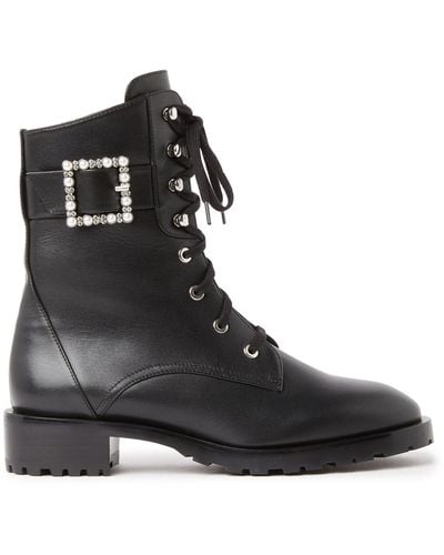 Stuart Weitzman Botas con hebilla de perlas - Negro