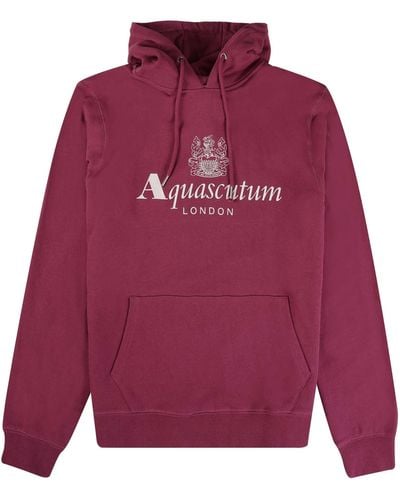 Aquascutum Large Logo Hoodie - Purple