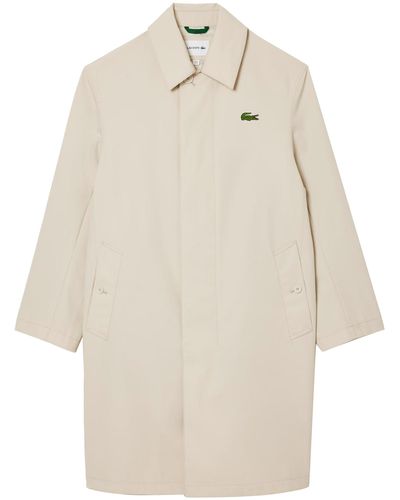 Lacoste Lightweight Showerproof Cotton Twill Trench Coat - Natural