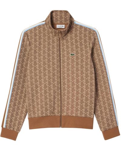 Lacoste Paris Jacquard Monogram Zipped Sweatshirt - Brown