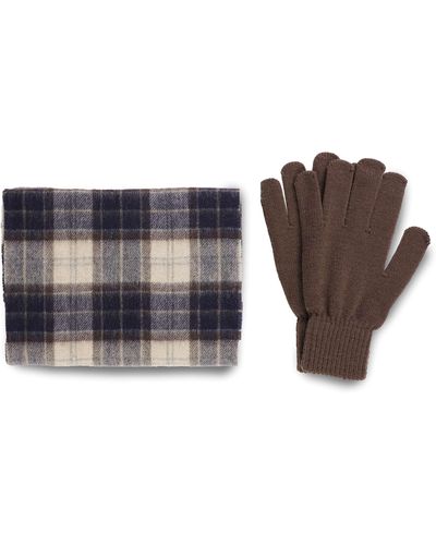 Barbour Tartan Scarf & Glove Gift Set - Brown