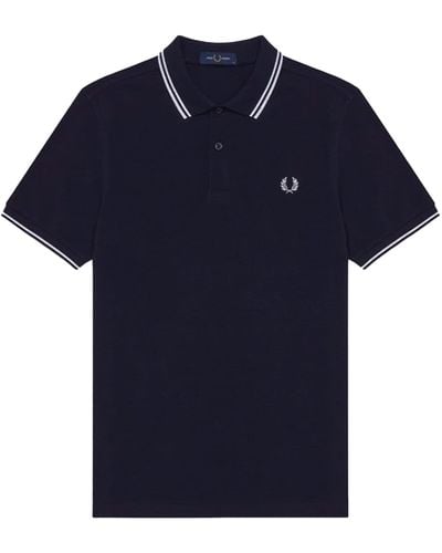 Fred Perry Slim Fit Twin Tipped Polo White White - Blue