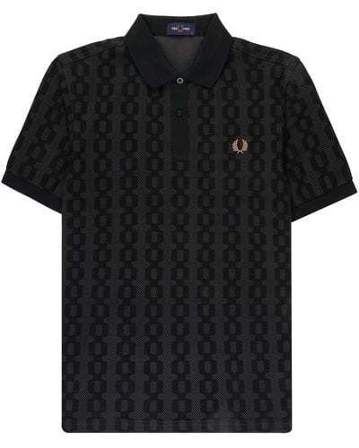 Fred Perry Cable Print Polo Shirt - Black