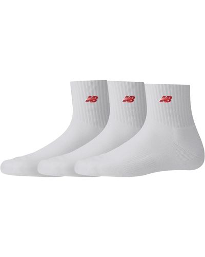 New Balance 3 Pack Red Patch Logo Ankle Socks - Metallic