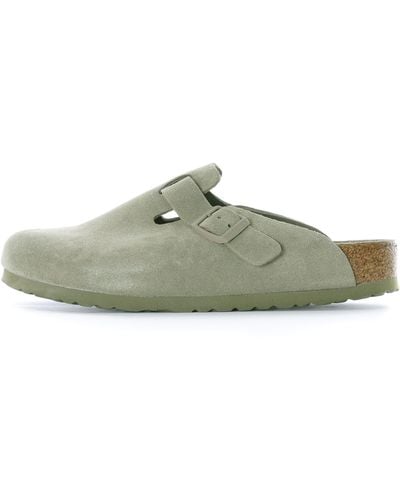Birkenstock Boston Soft Suede Footbed Sandal Faded Khaki 1019054-khk - Green