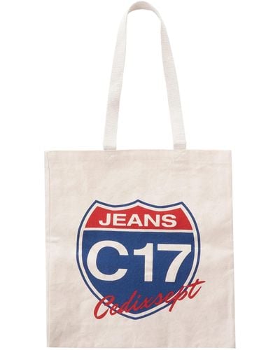 C17 Jeans Crest Tote Bag C17bag-nat Colour: Natural, Size - White