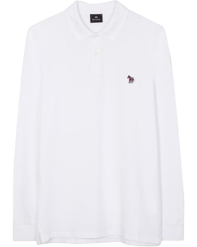 Paul Smith Long-sleeve Zebra Logo Polo Shirt - White