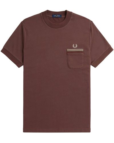 Fred Perry Loopback Jersey Pocket T-shirt - Brown