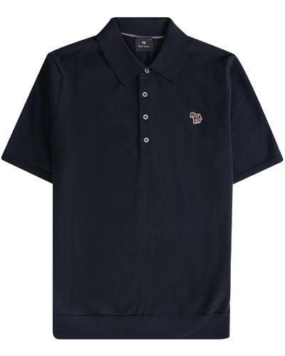 Paul Smith Short Sleeve Zebra Badge Polo Shirt - Blue