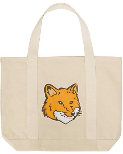 Maison Kitsuné Fox Head Tote Bag - Natural