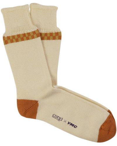 YMC X Corgi Check Stripe Sock - Natural