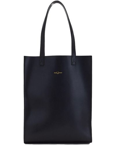 Fred Perry Burnished Leather Tote Bag - Blue