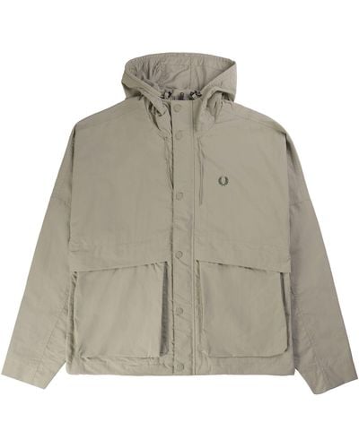 Fred Perry J7813 Cropped Parka Jacket - Grey