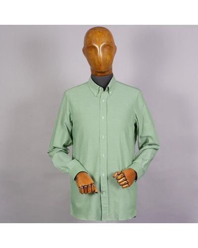 None Of The Above Nota Long Sleeve Button Down Shirt - Green