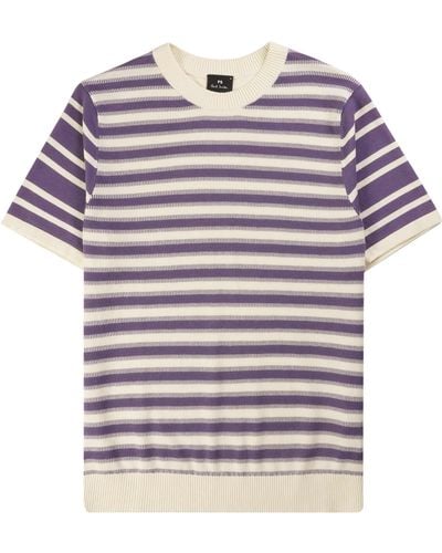Paul Smith Knitted Striped T-shirt - Purple