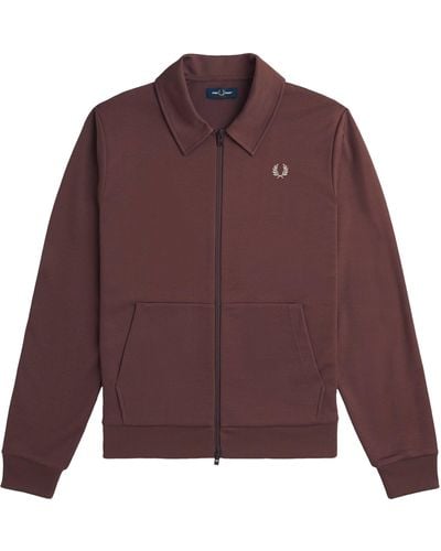 Fred Perry J7827 Tape Detail Collared Track Jacket - Purple