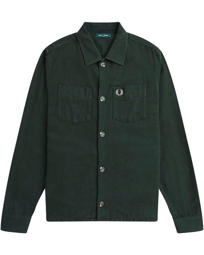 Fred Perry Wool Blend Overshirt - Green