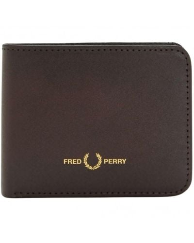 Fred Perry Burnished Leather Billfold Wallet - Brown