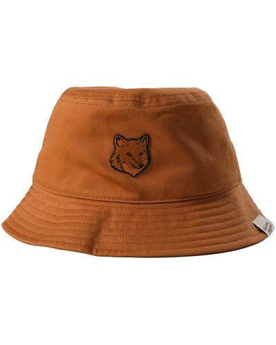 Maison Kitsuné Fox Head Bucket Hat - Brown