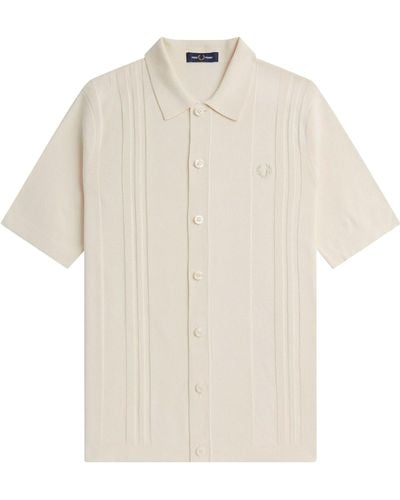 Fred Perry K5524 Button Through Knitted Shirt - Natural