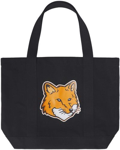 Maison Kitsuné Fox Head Tote Bag - Black