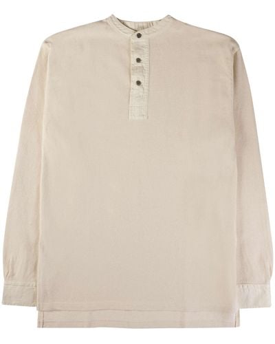 Nigel Cabourn Henley Long Sleeve Shirt - Natural
