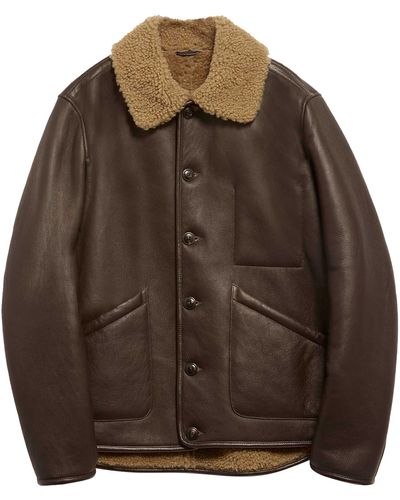 YMC Brainticket Mk2 Leather Jacket - Brown