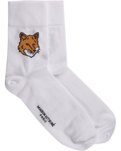 Maison Kitsuné Fox Head Socks - White