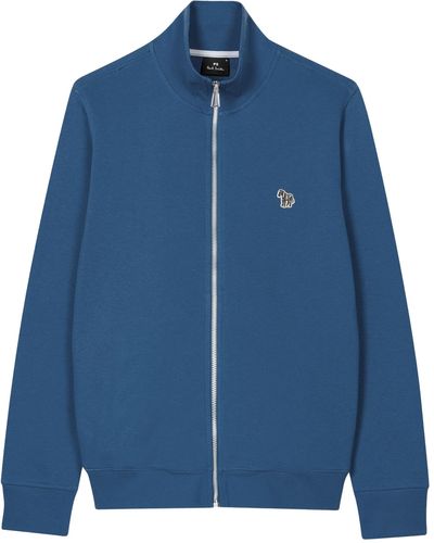 Paul Smith Zebra Logo Organic Cotton Zip Sweatshirt - Blue