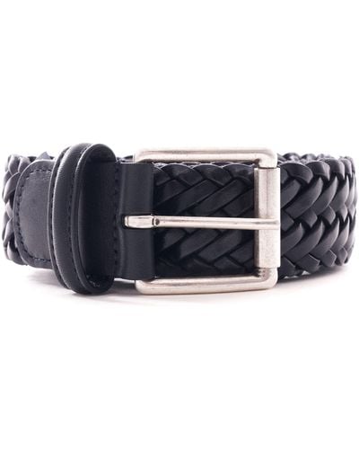 Anderson's Anderson's Woven Leather Belt - Blue