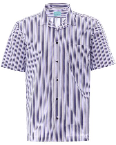 None Of The Above Nota Stripe Short Sleeve Shirt - Purple