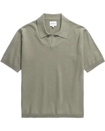 Norse Projects Leif Cotton Linen Polo Shirt - Grey