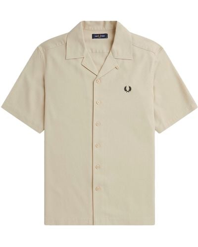 Fred Perry Pique Texture Revere Collar Shirt - Natural