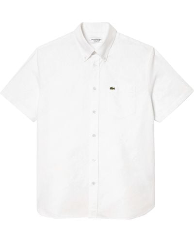 Lacoste Regular Fit Short Sleeved Oxford Shirt - White