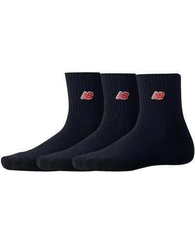 New Balance 3 Pack Red Patch Logo Ankle Socks - Blue