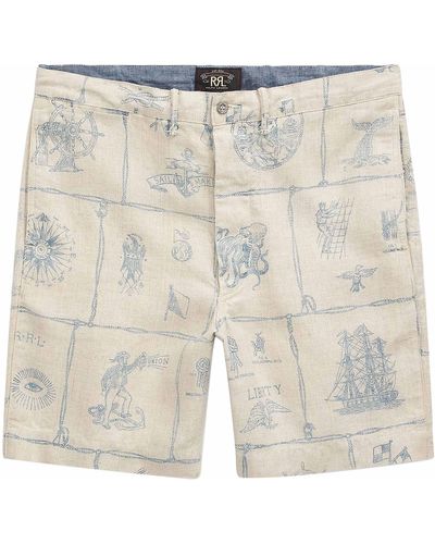 RRL Indigo-print Linen Shorts - Natural